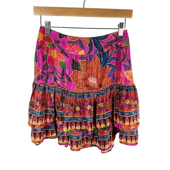 Farm Rio Tropical Floral Tapestry Mini Tiered Mini Skirt Size XS FLAW - Picture 1 of 13